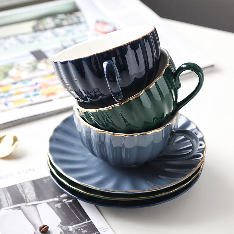 Nordic Style Simple Coffee Cup Set Creative Ceramic Coffee Cup British Afternoon Tea Cup Black Tea Cup Girl Heart