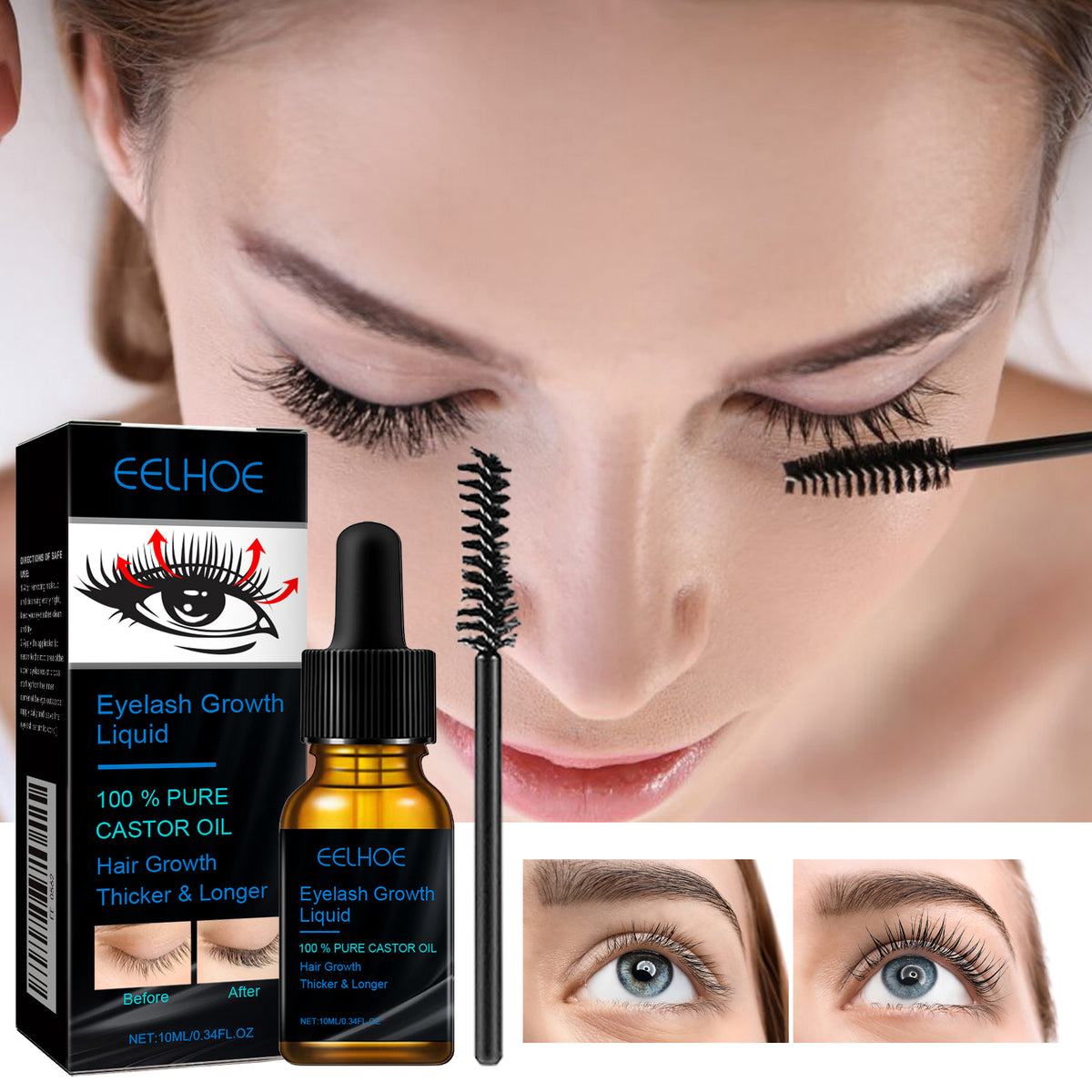 Castor Oil Mascara Daily Natural Eyelash Curl & Curl Beauty Gentle Moisturizing Treatment
