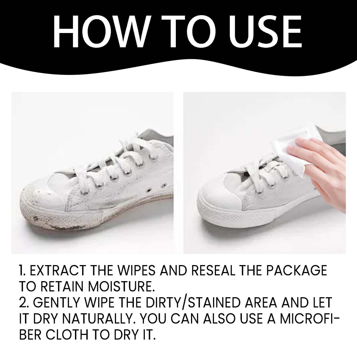 Shoe Wipes, Leather Shoes, Sneakers, Wallet, Leather Sofa, Multi-Purpose No-Wash Decontamination Cleaning Wipes