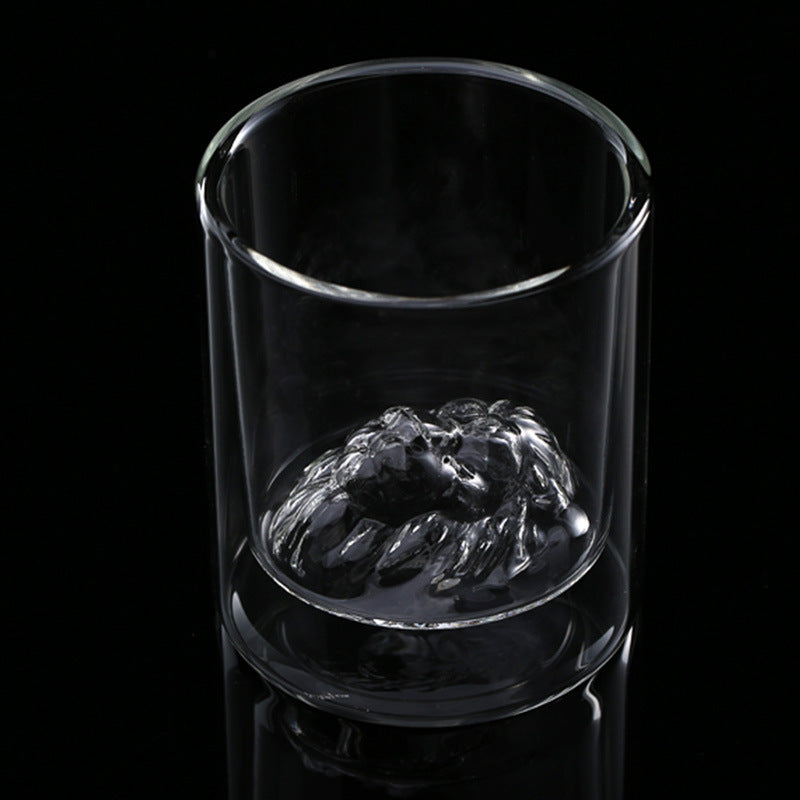 Thickened high borosilicate glass mug, creative insulated double-walled cup, coffee cup, lion head cocktail glass
