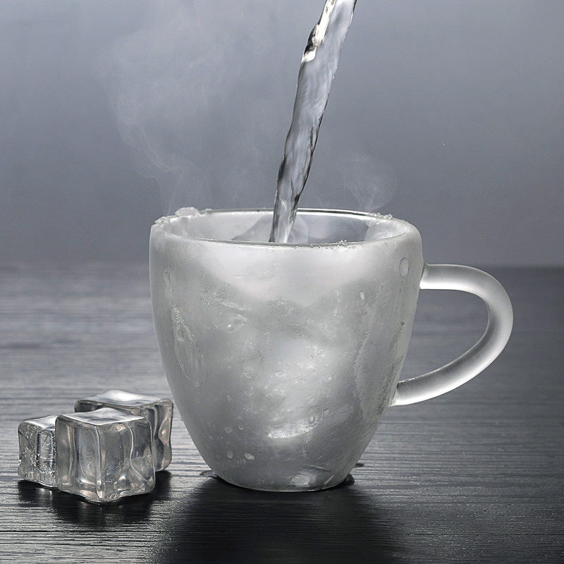 Taza de cristal de doble pared, vaso de agua de cristal transparente, taza de café creativa de cristal con forma de corazón, vaso de agua de borosilicato de alta calidad para el hogar