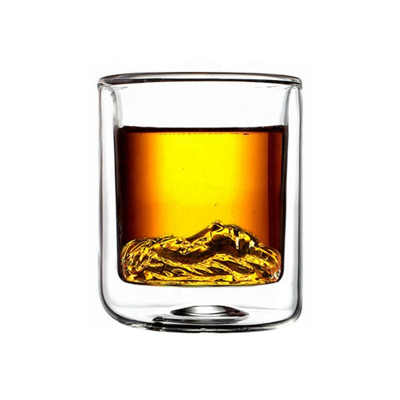 Taza de vidrio de borosilicato de alto espesor, taza creativa de doble capa con aislamiento, taza de café, taza de cóctel con cabeza de león