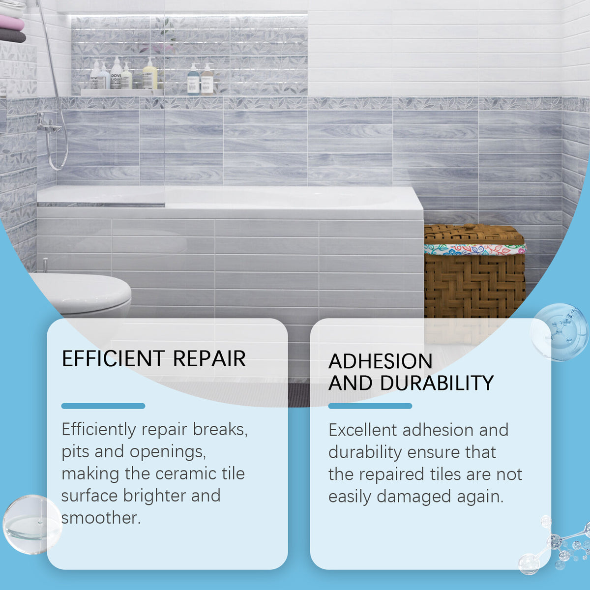 Jakehoe Ceramic Repair Paste Bathroom Kitchen Tile Repair Waterproof Wear Resistant Craft Home Repair Paste