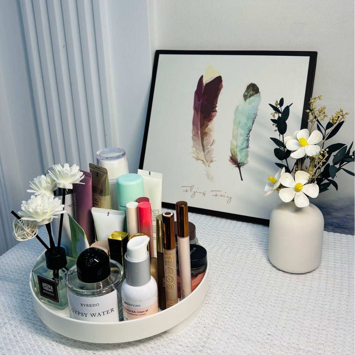 Bandeja de almacenamiento de cosméticos para escritorio, bandeja decorativa para la entrada