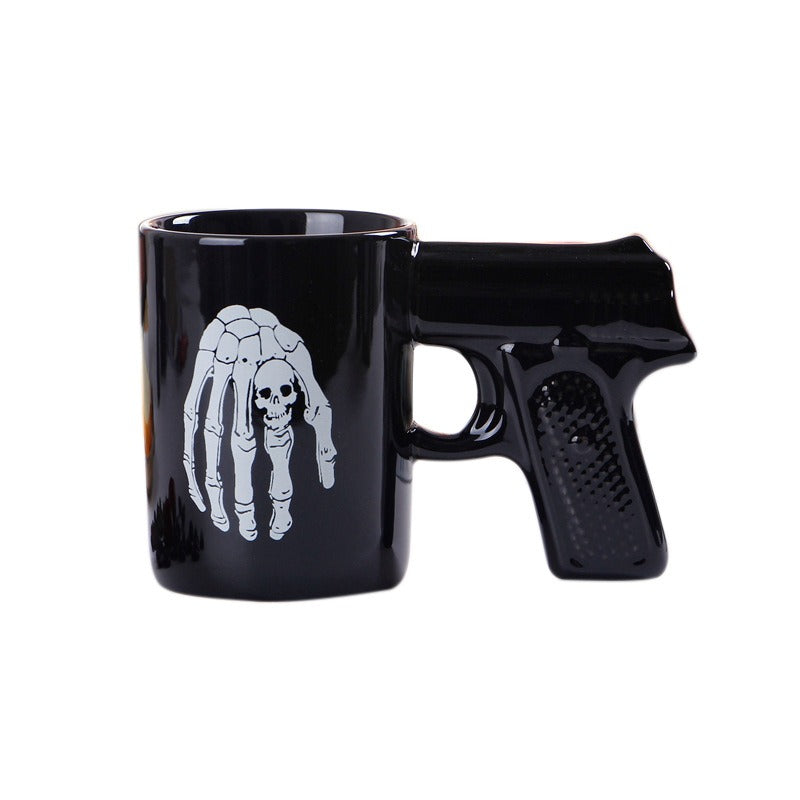 Pirate Pistol Cup Creative Skull Ceramic Water Cup Gun Handle Mug 3D Modeling Coffee Cup