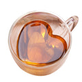 Taza de cristal de doble pared, vaso de agua de cristal transparente, taza de café creativa de cristal con forma de corazón, vaso de agua de borosilicato de alta calidad para el hogar