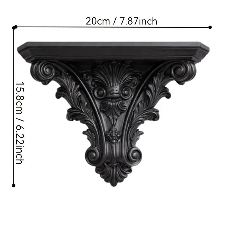 Estante flotante gótico impreso en 3D, decoración de pared tallada creativa, expositor de plantas retro para sala de estar y decoración de interiores