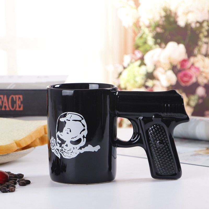 Pirate Pistol Cup Creative Skull Ceramic Water Cup Gun Handle Mug 3D Modeling Coffee Cup