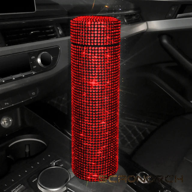 Bling Rhinestone Thermos Bottle Insulated Double Wall Stainless Steel Water Bottle Coffee Travel Car Coffee Mug Cup Vacuum Flask