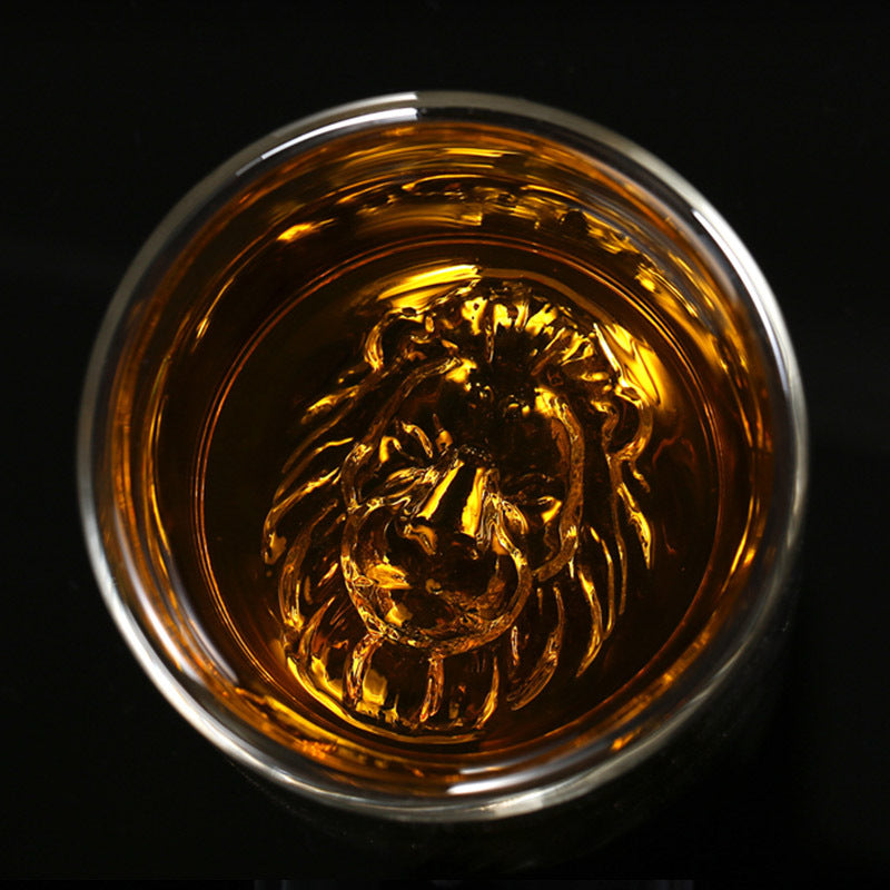 Thickened high borosilicate glass mug, creative insulated double-walled cup, coffee cup, lion head cocktail glass