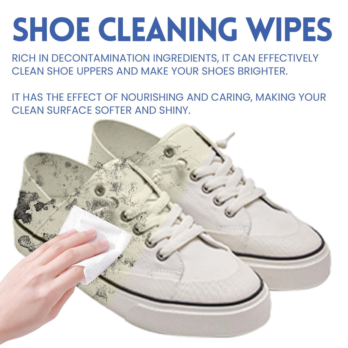 Shoe Wipes, Leather Shoes, Sneakers, Wallet, Leather Sofa, Multi-Purpose No-Wash Decontamination Cleaning Wipes