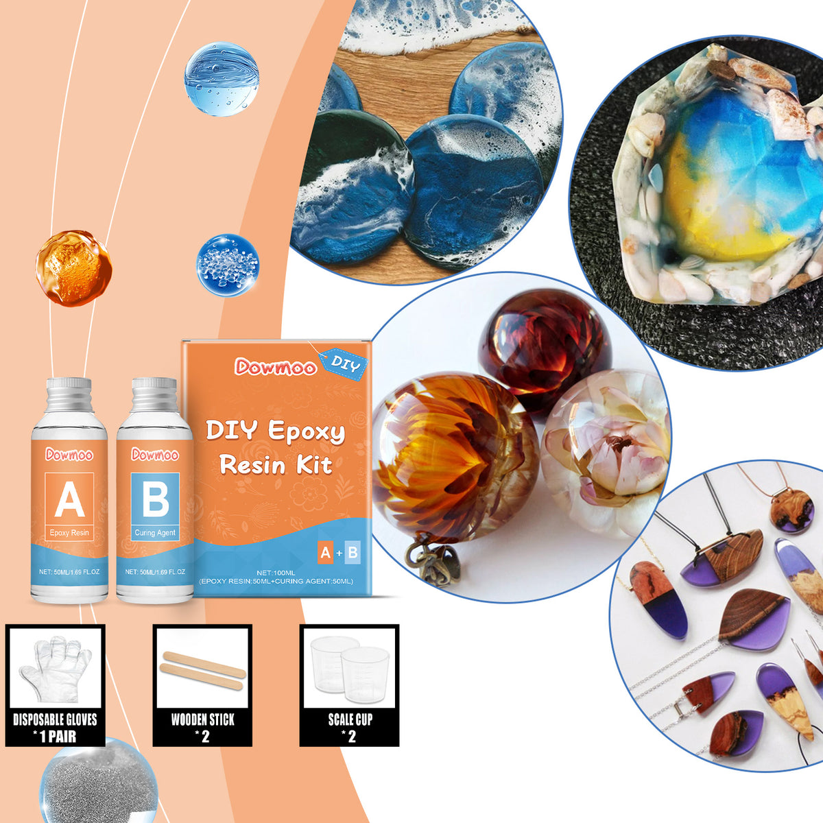 Dowmoo Clear Epoxy Set Curing Adhesive Clear Quick Drying Adhesive Jewelry Making Craft Art