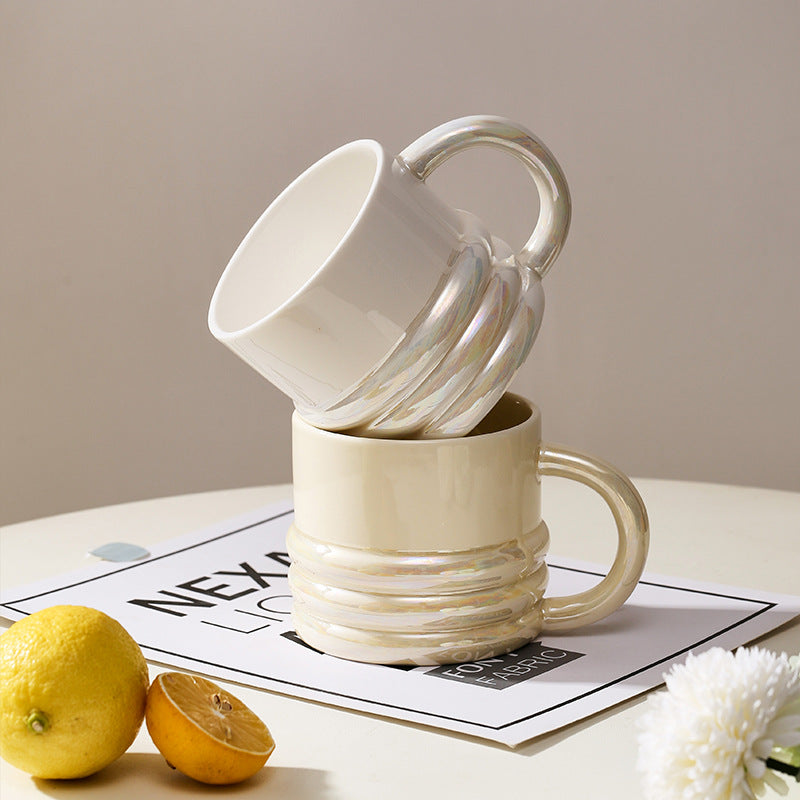 Taza de estilo Ins, taza con galvanoplastia, creativa, de cerámica para el hogar, taza de café para oficina, taza de regalo de alto valor.