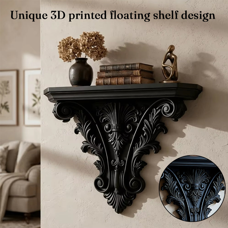 Estante flotante gótico impreso en 3D, decoración de pared tallada creativa, expositor de plantas retro para sala de estar y decoración de interiores