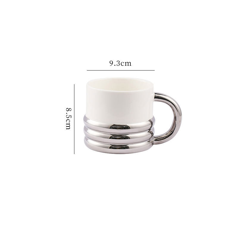 Taza de estilo Ins, taza con galvanoplastia, creativa, de cerámica para el hogar, taza de café para oficina, taza de regalo de alto valor.