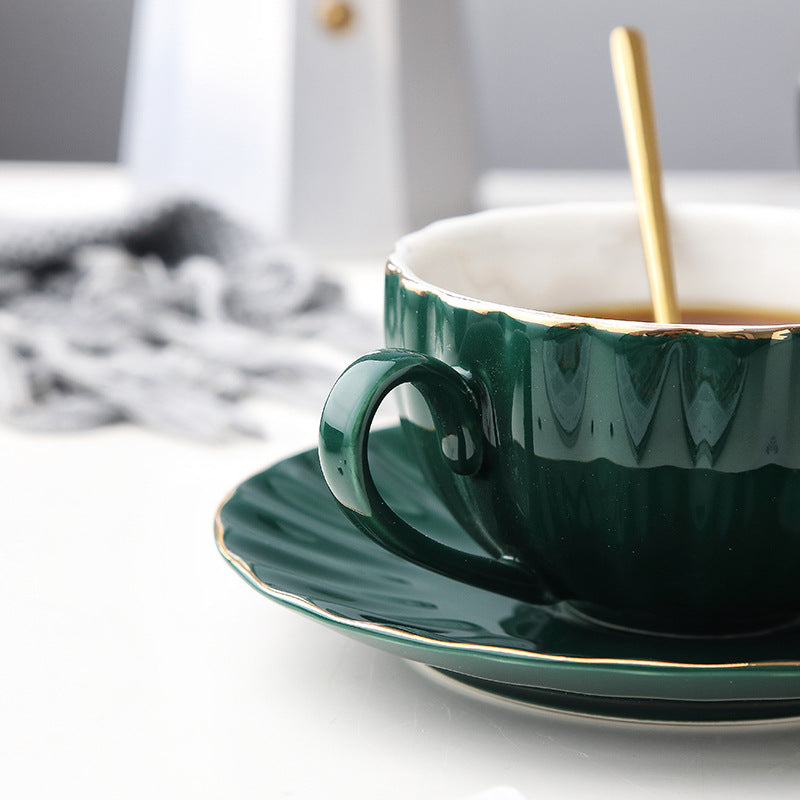 Nordic Style Simple Coffee Cup Set Creative Ceramic Coffee Cup British Afternoon Tea Cup Black Tea Cup Girl Heart
