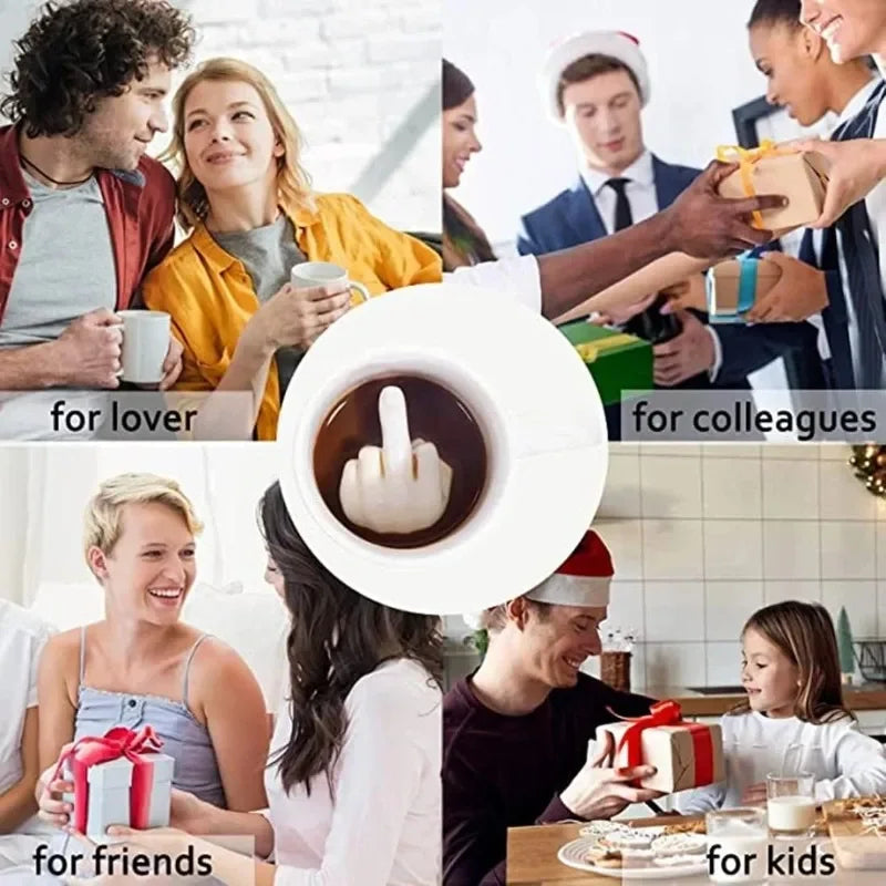 Raise Up Yours Mittelfinger-Keramiktasse, personalisierbar, lustig, Kaffee, Milch, Wasser, Teetasse mit Griff für Party, Aprilscherz