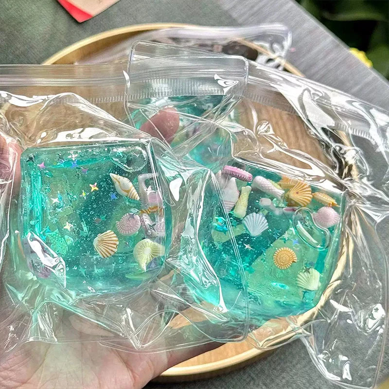 Quetschbare Ozeanmuschel-Würfel Stressbälle Quetschspielzeug Transparente Maltose-Würfel Fidget-Spielzeug für Erwachsene Sensorisches Stressabbau-Spielzeug