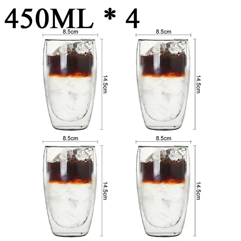2-18PCS Doppel Wand Hohe Borosilikatglas Becher Hitzebeständige Tee Milch Saft Kaffee Wasser Tasse Bar drink Geschenk Kreativität Set