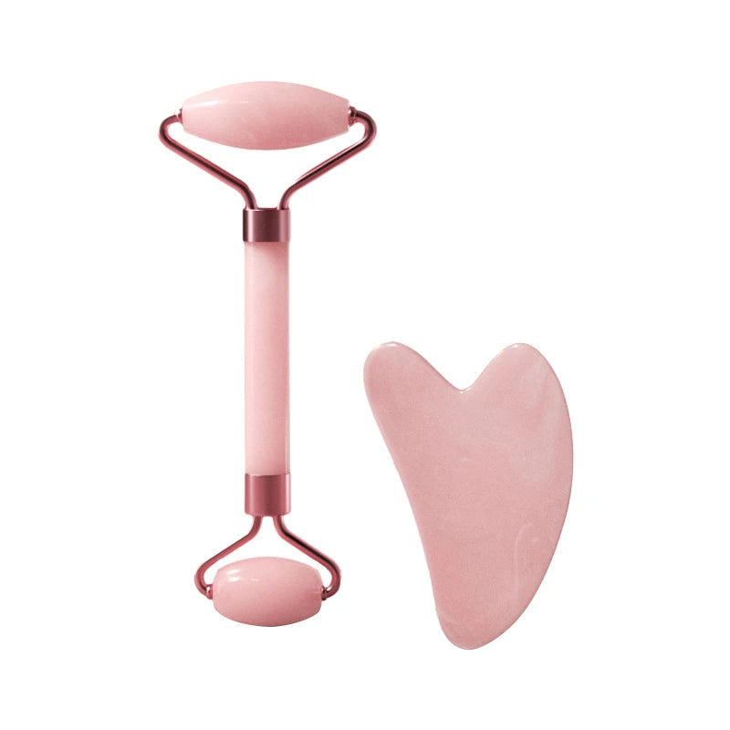 Doppelseitiges Gesichtsmassage-Set mit Herzförmigem Gua Sha Brett und Hautstraffendem Anti-Schwellungs-Puffiness-Reduzierer für die Heim-Spa-Pflege