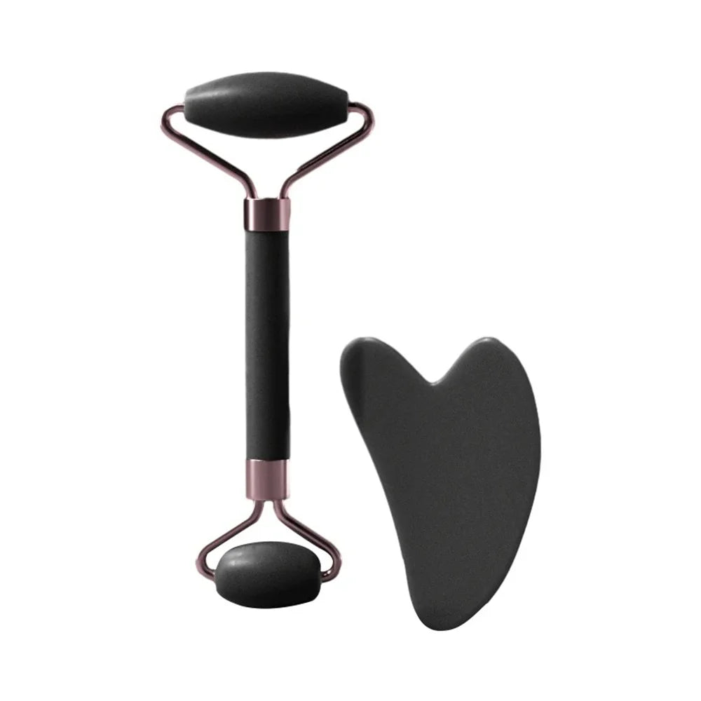 Doppelseitiges Gesichtsmassage-Set mit Herzförmigem Gua Sha Brett und Hautstraffendem Anti-Schwellungs-Puffiness-Reduzierer für die Heim-Spa-Pflege