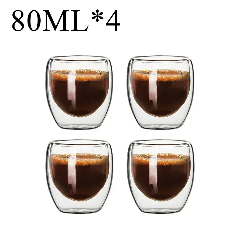 2-18PCS Doppel Wand Hohe Borosilikatglas Becher Hitzebeständige Tee Milch Saft Kaffee Wasser Tasse Bar drink Geschenk Kreativität Set