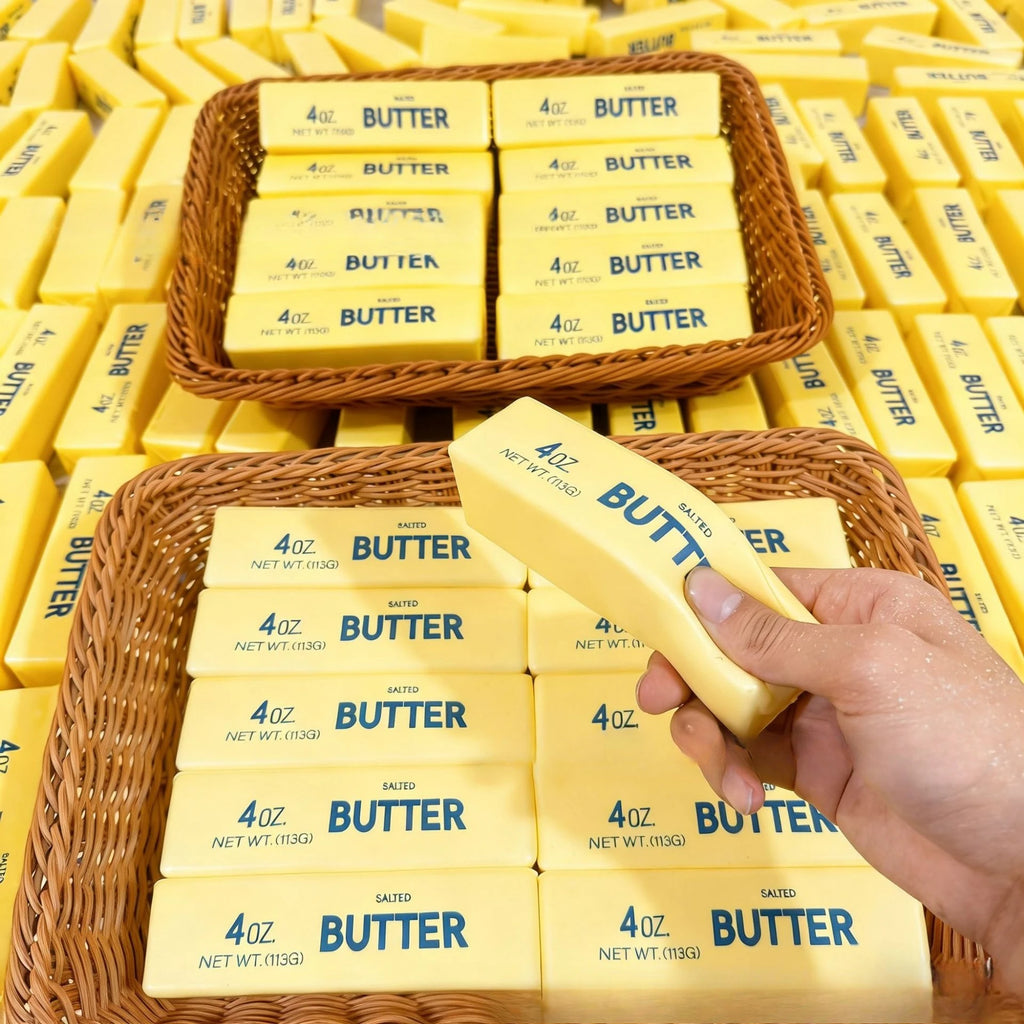 Erdbeer-Butter Squishy Super Weiches Lebensmittel-Squishy-Spielzeug Stressabbau Feuchtigkeitsspendendes Quetsch-Fidget-Spielzeug Butter-Stick Schokoladen-Squishy-Spielzeug