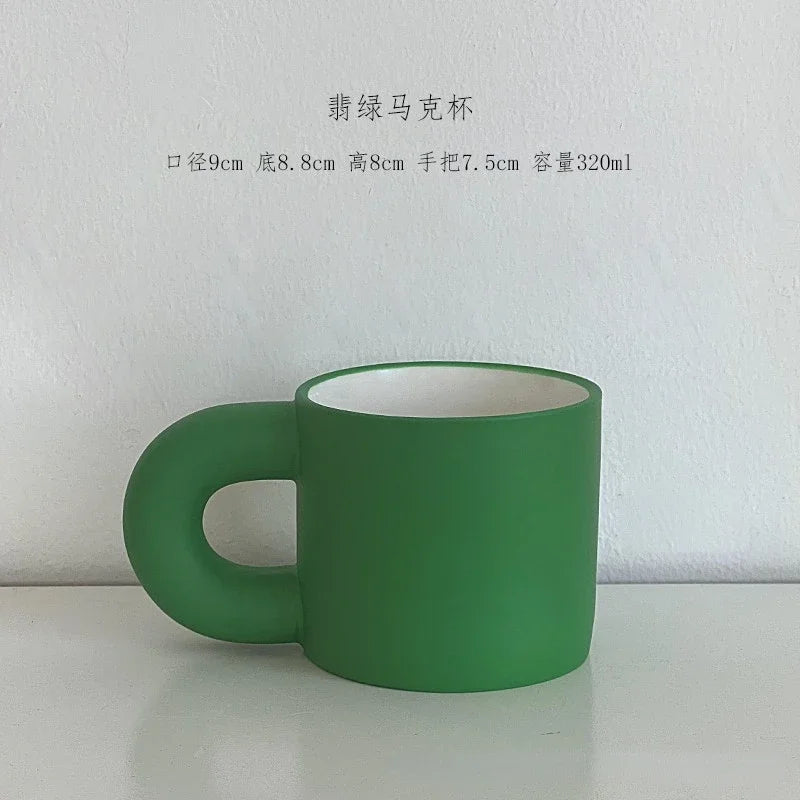 Rosa Keramiktasse mit Hand für Mädchen zum Frühstück trinken, Kaffee, Milchbecher, hohes Aussehen, Weihnachtsgeschenk, Heimdekoration