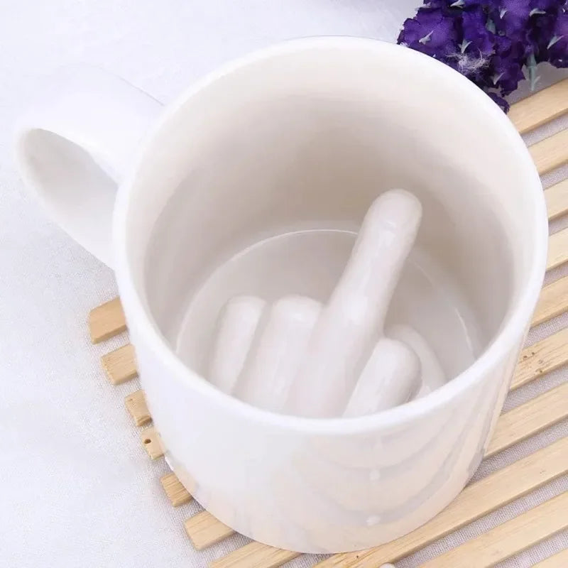 Raise Up Yours Mittelfinger-Keramiktasse, personalisierbar, lustig, Kaffee, Milch, Wasser, Teetasse mit Griff für Party, Aprilscherz