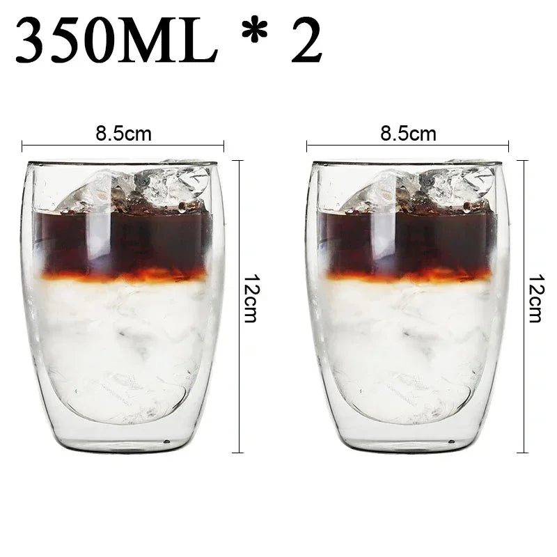 2-18PCS Doppel Wand Hohe Borosilikatglas Becher Hitzebeständige Tee Milch Saft Kaffee Wasser Tasse Bar drink Geschenk Kreativität Set