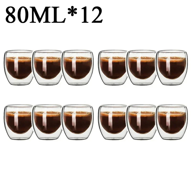 2-18PCS Doppel Wand Hohe Borosilikatglas Becher Hitzebeständige Tee Milch Saft Kaffee Wasser Tasse Bar drink Geschenk Kreativität Set