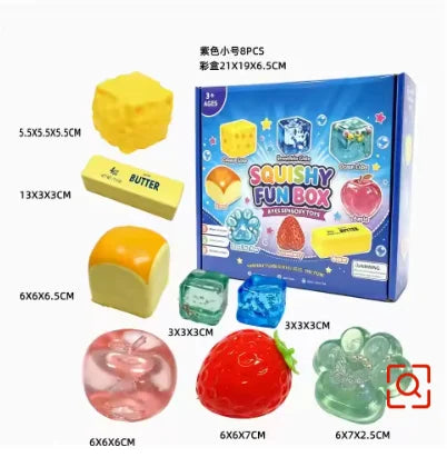 8 Stück/Box Zufällige Farbe Maltose-Gefülltes Squishy-Spielzeug Langsam aufsteigend Stressabbau Sensorisches Fidget-Dekompressions-Blindbox-Geschenk Ornamente