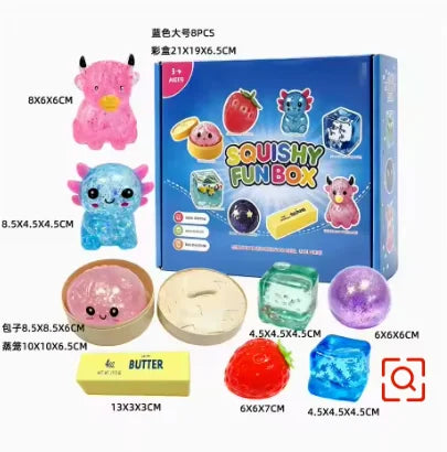 8 Stück/Box Zufällige Farbe Maltose-Gefülltes Squishy-Spielzeug Langsam aufsteigend Stressabbau Sensorisches Fidget-Dekompressions-Blindbox-Geschenk Ornamente