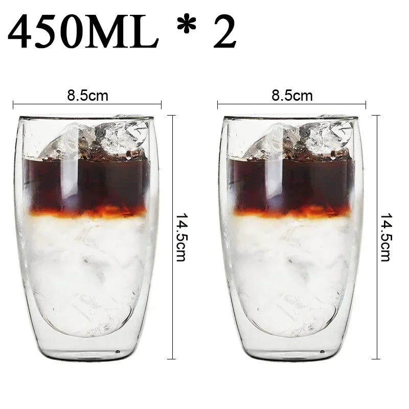2-18PCS Doppel Wand Hohe Borosilikatglas Becher Hitzebeständige Tee Milch Saft Kaffee Wasser Tasse Bar drink Geschenk Kreativität Set