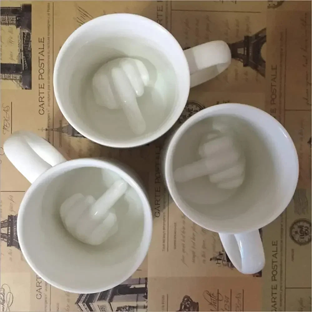 Raise Up Yours Mittelfinger-Keramiktasse, personalisierbar, lustig, Kaffee, Milch, Wasser, Teetasse mit Griff für Party, Aprilscherz