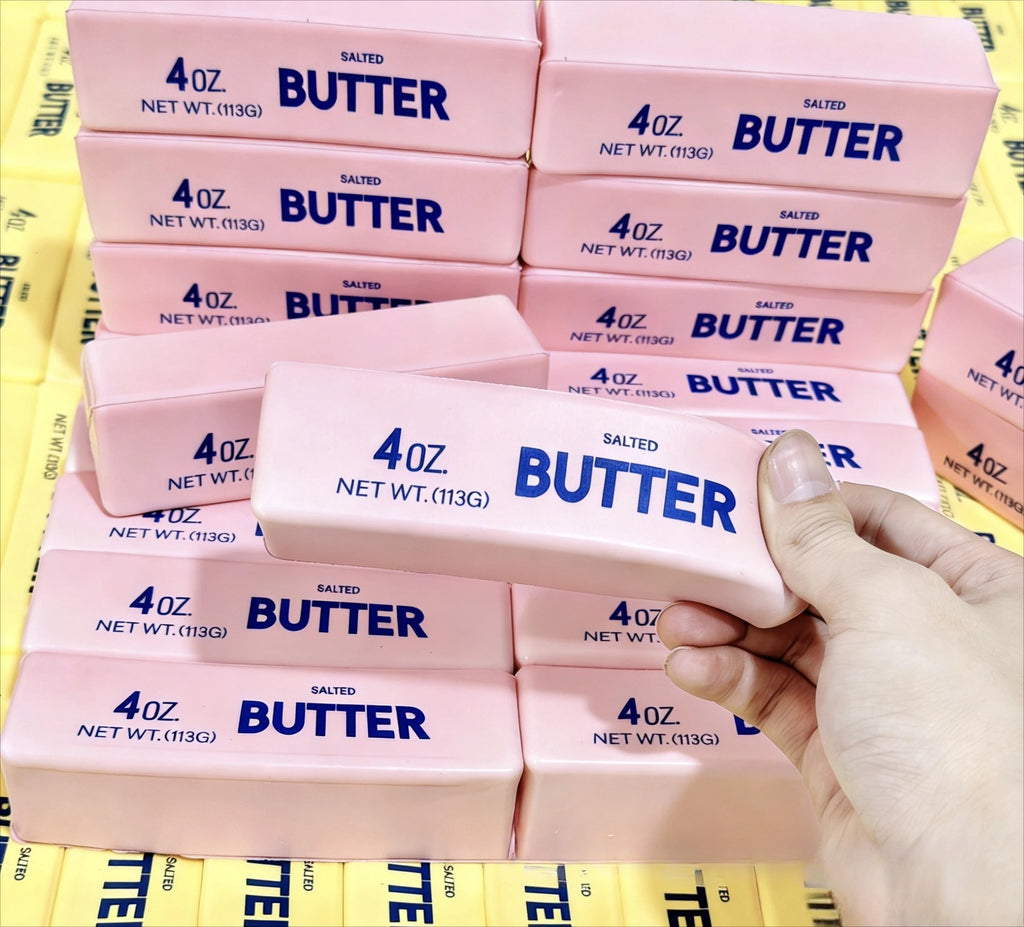 Erdbeer-Butter Squishy Super Weiches Lebensmittel-Squishy-Spielzeug Stressabbau Feuchtigkeitsspendendes Quetsch-Fidget-Spielzeug Butter-Stick Schokoladen-Squishy-Spielzeug