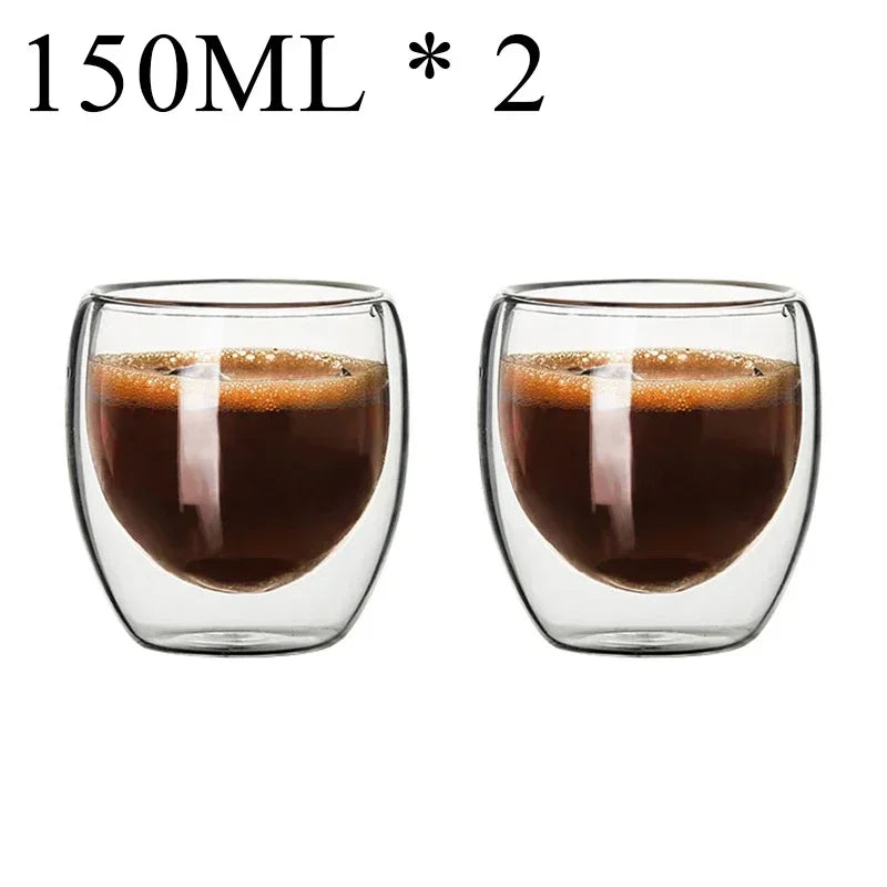 2-18PCS Doppel Wand Hohe Borosilikatglas Becher Hitzebeständige Tee Milch Saft Kaffee Wasser Tasse Bar drink Geschenk Kreativität Set