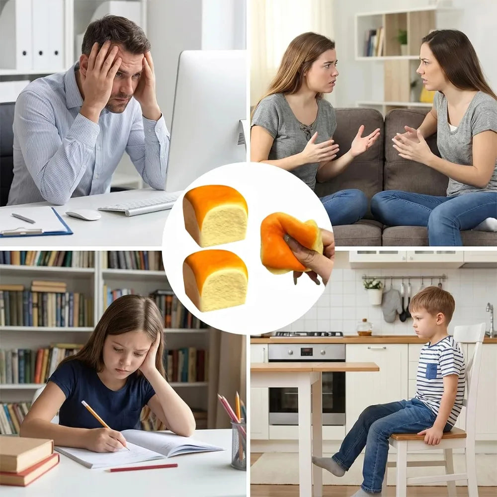 Brot-Squishy-Spielzeug, niedliche Brotform, zum Quetschen, Stressabbau, sensorisches Fidget-Spielzeug, Geschenk für Büro, Studium und tägliche Entspannung