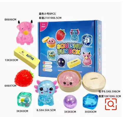 8 Stück/Box Zufällige Farbe Maltose-Gefülltes Squishy-Spielzeug Langsam aufsteigend Stressabbau Sensorisches Fidget-Dekompressions-Blindbox-Geschenk Ornamente