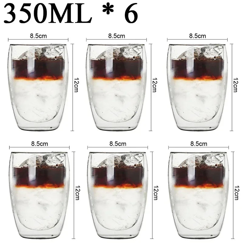 2-18PCS Doppel Wand Hohe Borosilikatglas Becher Hitzebeständige Tee Milch Saft Kaffee Wasser Tasse Bar drink Geschenk Kreativität Set