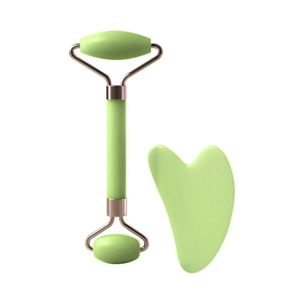 Doppelseitiges Gesichtsmassage-Set mit Herzförmigem Gua Sha Brett und Hautstraffendem Anti-Schwellungs-Puffiness-Reduzierer für die Heim-Spa-Pflege