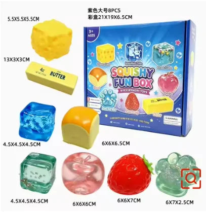 8 Stück/Box Zufällige Farbe Maltose-Gefülltes Squishy-Spielzeug Langsam aufsteigend Stressabbau Sensorisches Fidget-Dekompressions-Blindbox-Geschenk Ornamente
