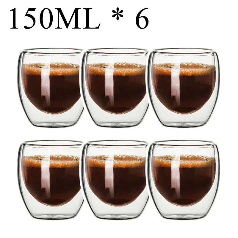 2-18PCS Doppel Wand Hohe Borosilikatglas Becher Hitzebeständige Tee Milch Saft Kaffee Wasser Tasse Bar drink Geschenk Kreativität Set