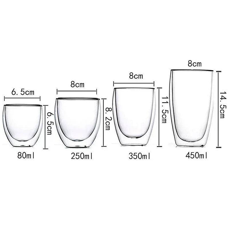2-18PCS Doppel Wand Hohe Borosilikatglas Becher Hitzebeständige Tee Milch Saft Kaffee Wasser Tasse Bar drink Geschenk Kreativität Set