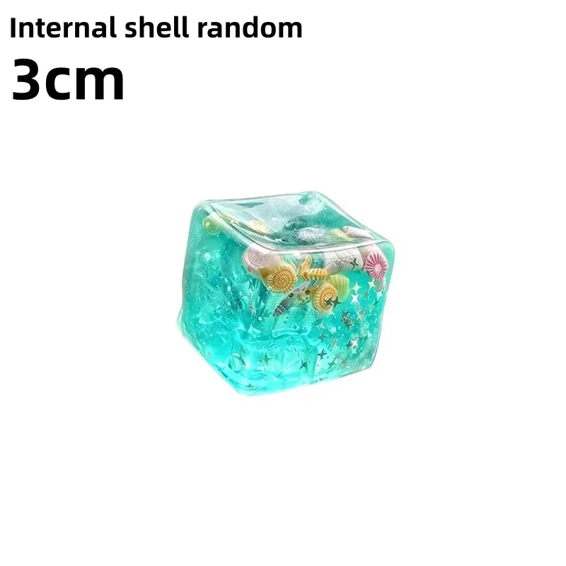 Quetschbare Ozeanmuschel-Würfel Stressbälle Quetschspielzeug Transparente Maltose-Würfel Fidget-Spielzeug für Erwachsene Sensorisches Stressabbau-Spielzeug