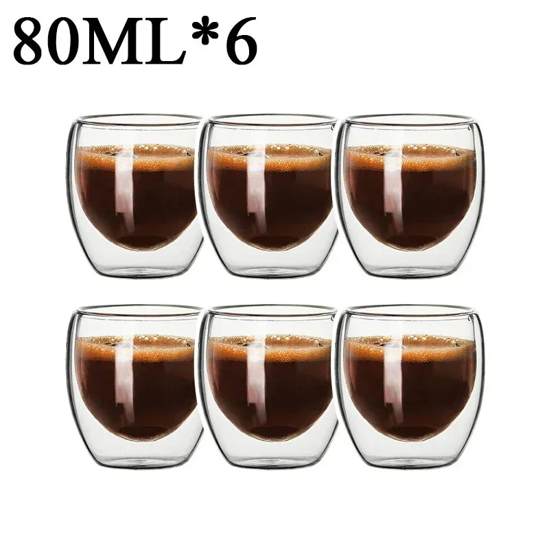 2-18PCS Doppel Wand Hohe Borosilikatglas Becher Hitzebeständige Tee Milch Saft Kaffee Wasser Tasse Bar drink Geschenk Kreativität Set