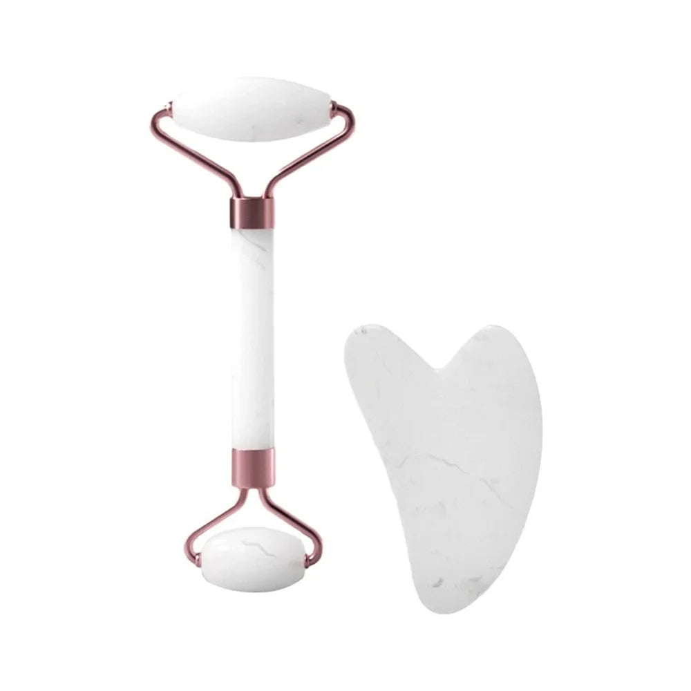 Doppelseitiges Gesichtsmassage-Set mit Herzförmigem Gua Sha Brett und Hautstraffendem Anti-Schwellungs-Puffiness-Reduzierer für die Heim-Spa-Pflege