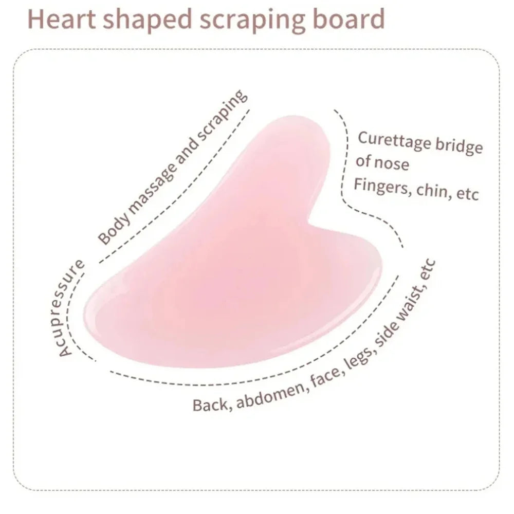 Doppelseitiges Gesichtsmassage-Set mit Herzförmigem Gua Sha Brett und Hautstraffendem Anti-Schwellungs-Puffiness-Reduzierer für die Heim-Spa-Pflege