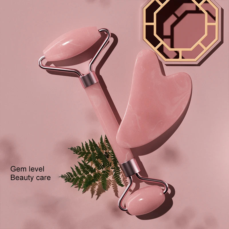 Doppelseitiges Gesichtsmassage-Set mit Herzförmigem Gua Sha Brett und Hautstraffendem Anti-Schwellungs-Puffiness-Reduzierer für die Heim-Spa-Pflege