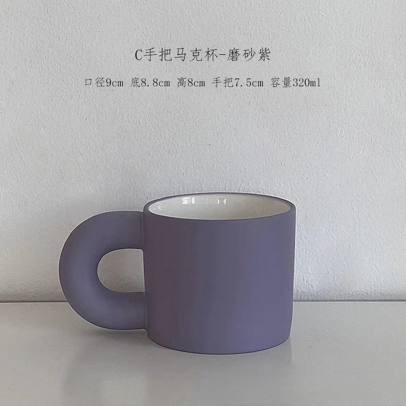 Rosa Keramiktasse mit Hand für Mädchen zum Frühstück trinken, Kaffee, Milchbecher, hohes Aussehen, Weihnachtsgeschenk, Heimdekoration